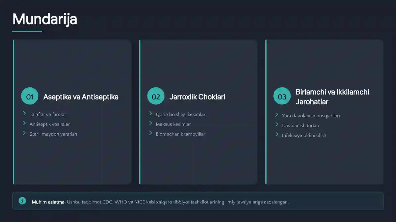 Aseptika va antiseptika jarroxlik choklari birlamchi va ikkilamchi jarohatlar 2
