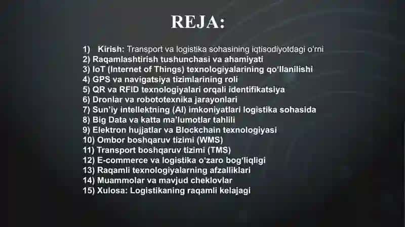 Transport va logistika sohasida raqamli texnologiyalar 2