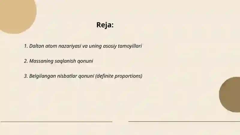 Umumiy Kimyoning asosiy qonunlari. Atom tuzilishi va kimyoviy bog’lanish 2