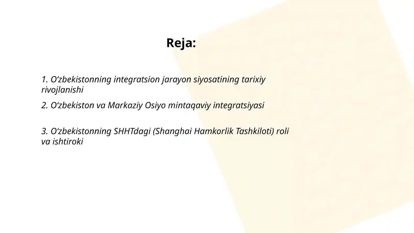 Oʻzbekistonning integratsion jarayonlardagi ishtiroki 2