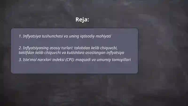 Inflyatsiyaning mohiyati va hisoblanish usullari. 2