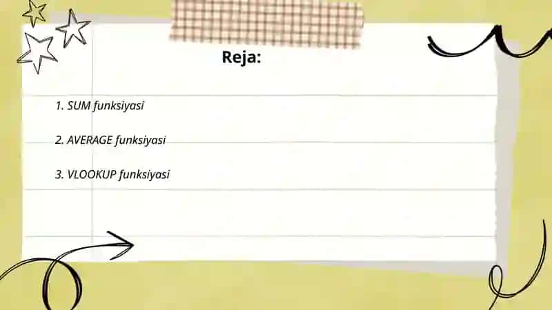Microsoft Office Excel dasturida standart funksiyalar 2