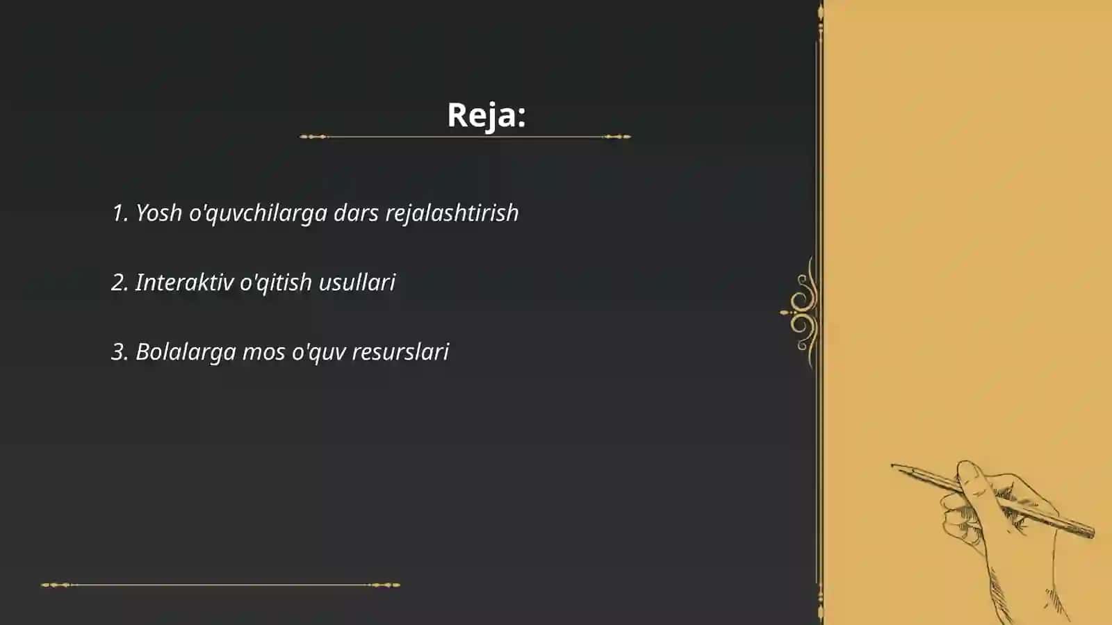 Yosh o'quvchilarga dars rejalashtirish 2