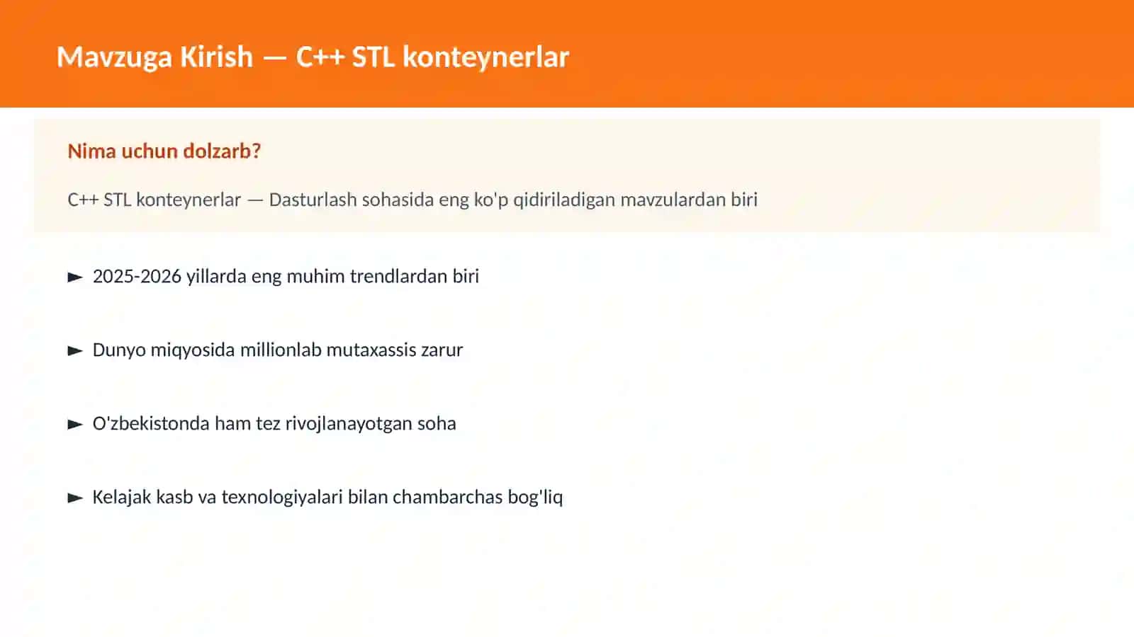 C++ VA TIZIM DASTURLASH 2