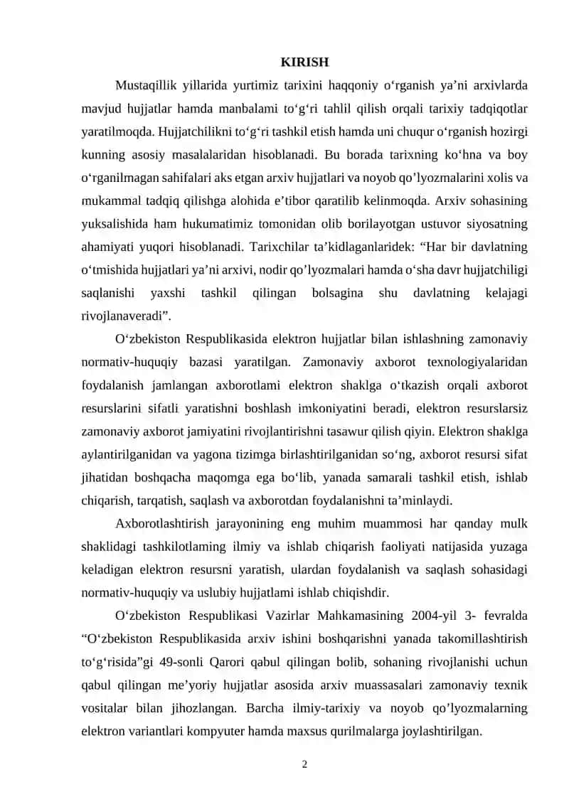Arxiv ishini axborotlashtirish, elektron hujjat almashinuv tizimi 2