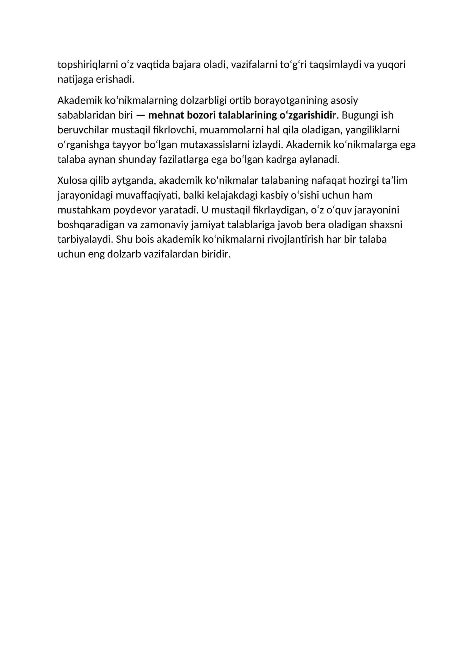 AKADEMIK KO`NIKMALARNING TALABALAR FAOLIYATIDAGI AHAMIYATI VA DOLZARBLIGI 2