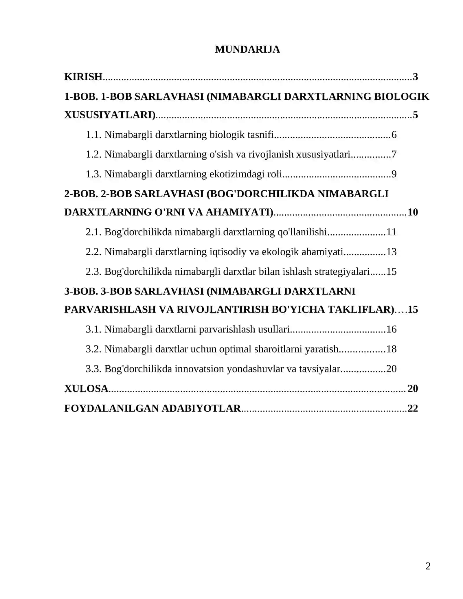 BIALOGIYA YONALISHI FANIDAN KURS ISHI 2