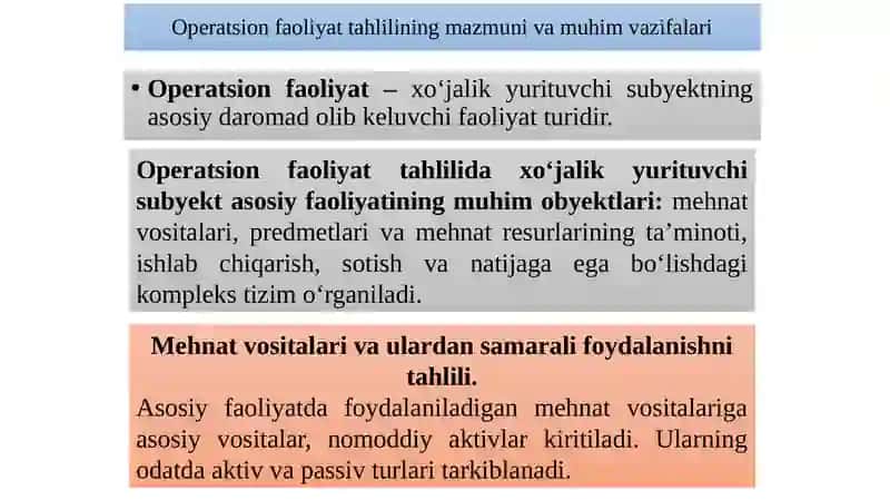 Operatsion faoliyat tahlili 2
