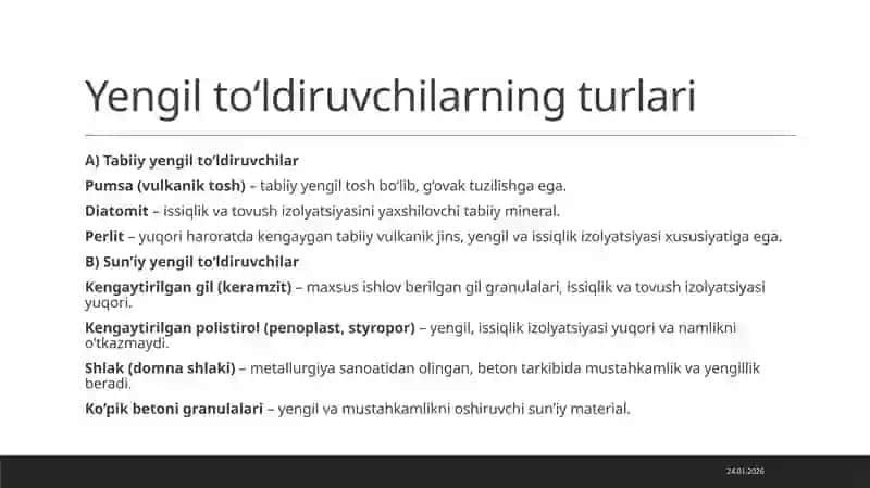Yengilto‘ldiruvchilar:turlari,xossalarivaqo‘llanishsohalari 2