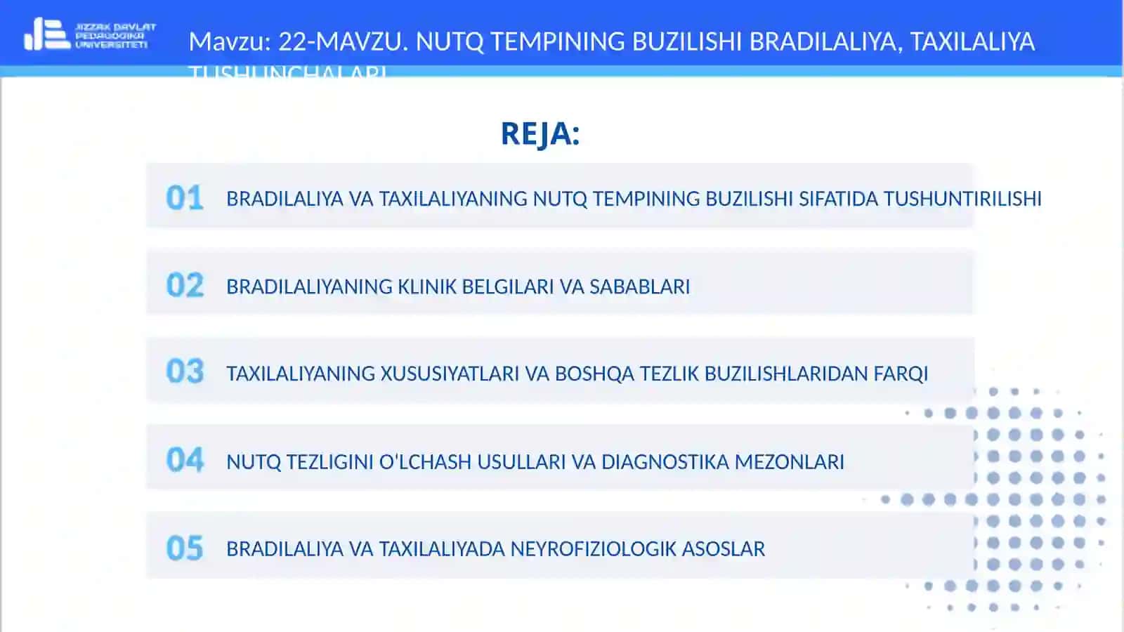 Bradilaliya va taxilaliyaning nutq tempining buzilishi sifatida tushuntirilishi 2