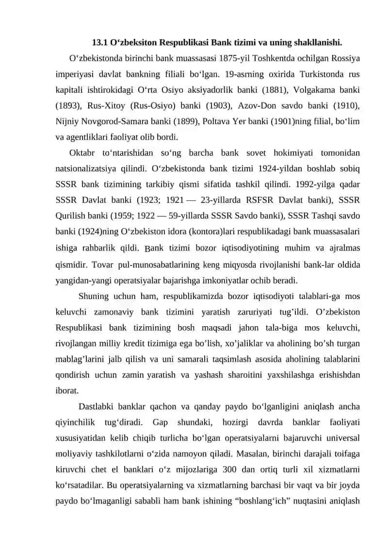 OʻZBEKISTON RESPUBLIKASI BANK TIZIMI VA UNING TARKIBI 2