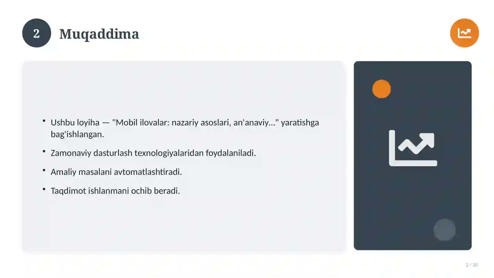 Mobil ilovalar: nazariy asoslari, an'anaviy yondashuvda (Amaliyot hisoboti) 2