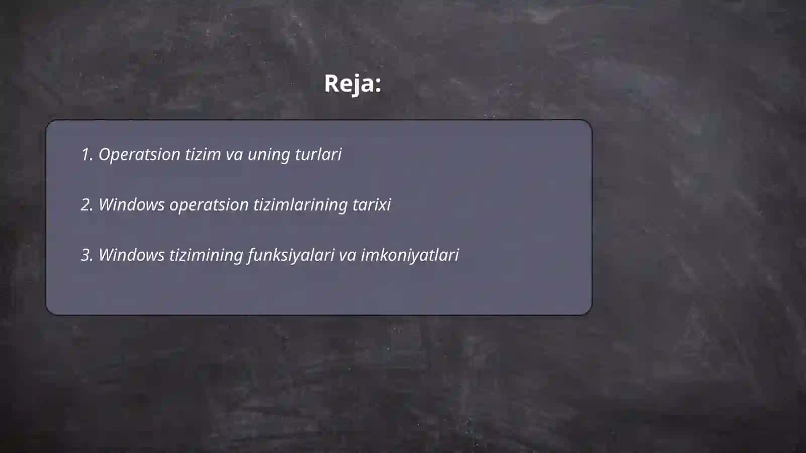 Operatsion tizimlar. Windows operatsion tizimini kompyuterga o'rnatish 2