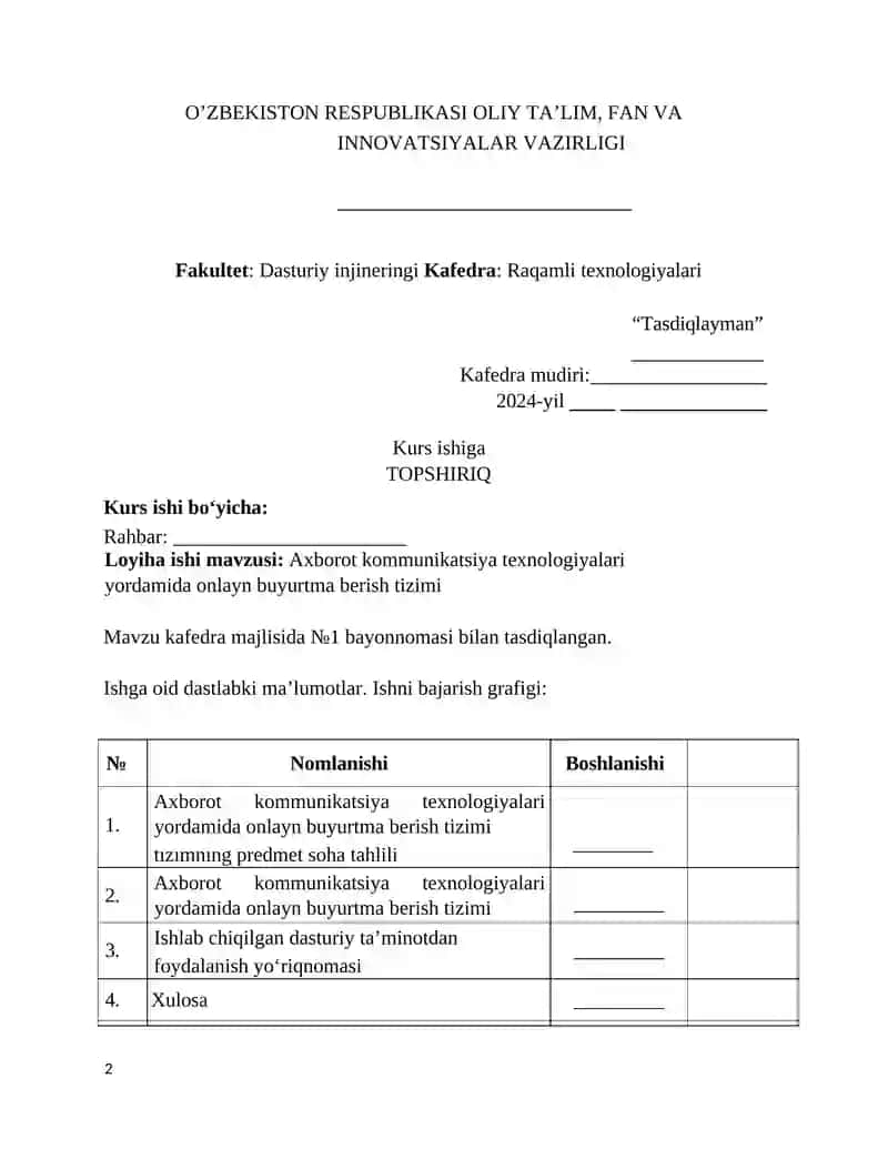 Axborot kommunikatsiya texnologiyalari yordamida onlayn buyurtma berish tizimi 2
