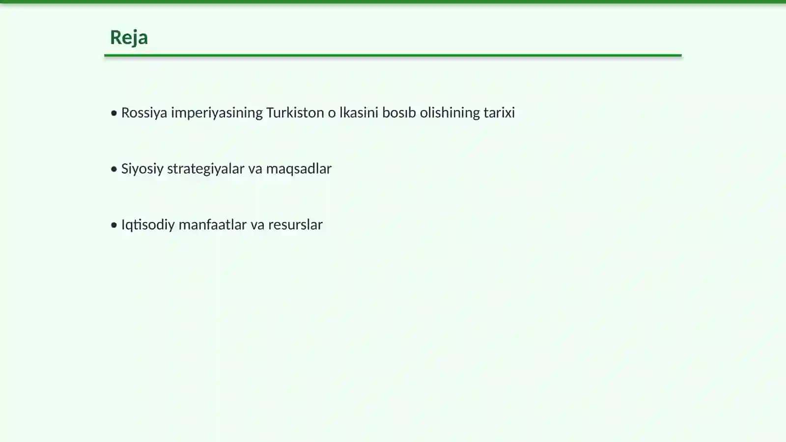 Rossiya imperiyasining Turkiston olkasini bosib olishining siyosiy, iqtisodiy sabablari va masalalari 2