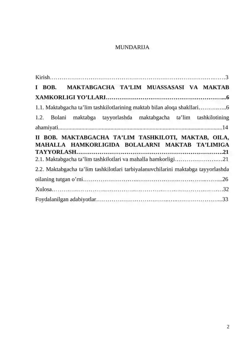 MAKTABGACHA TA’LIM TASHKILOTI VA MAKTAB HAMKORLIGI 2