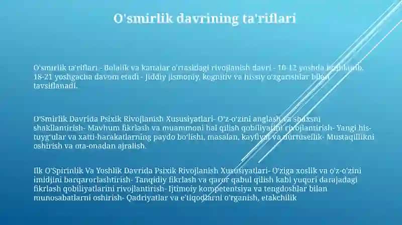 O‘Smirlik Davrida Psixik Rivojlanish Xususiyatlari 2