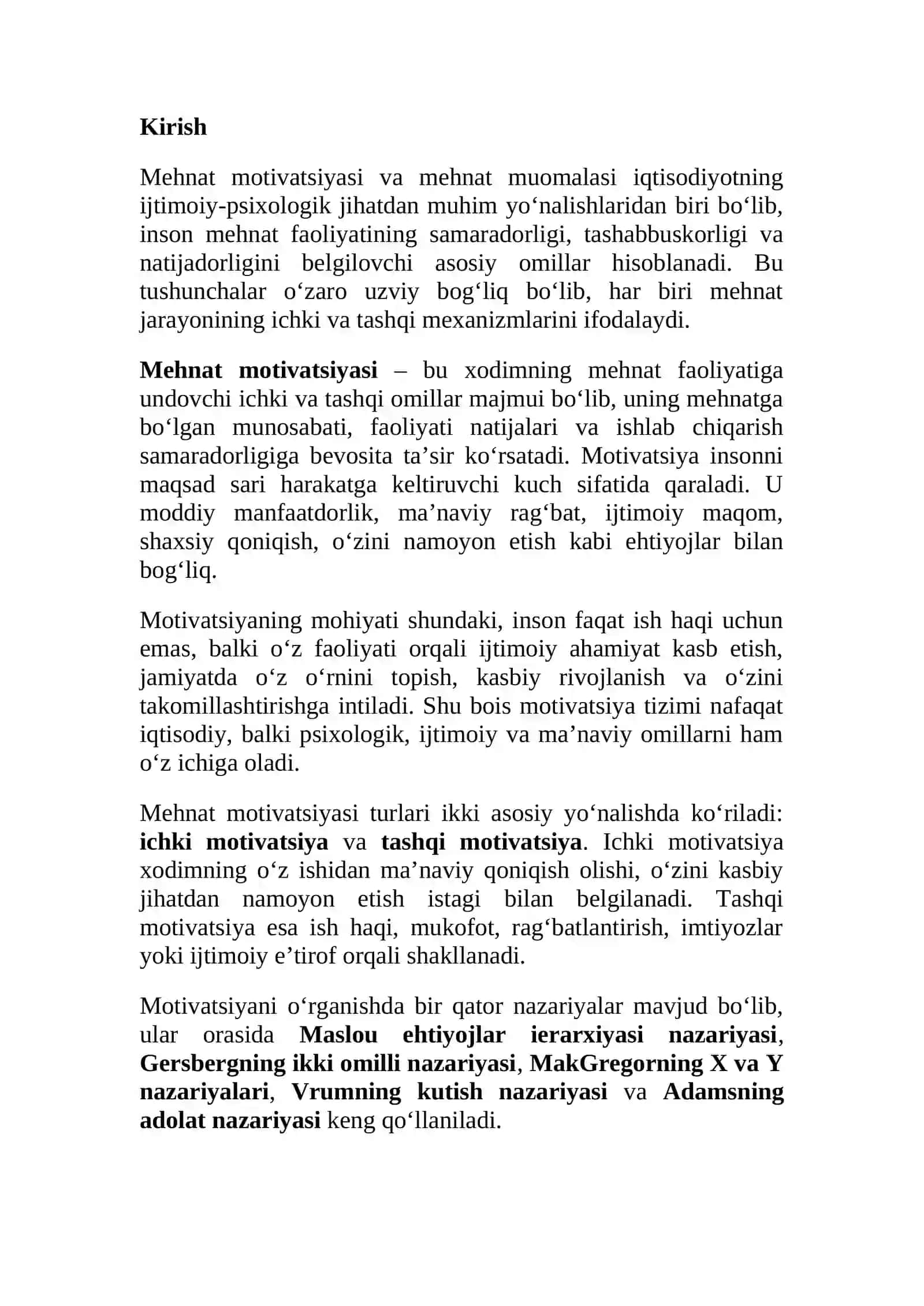 Mehnat motivatsiyasi va mehnat muomalasi 2