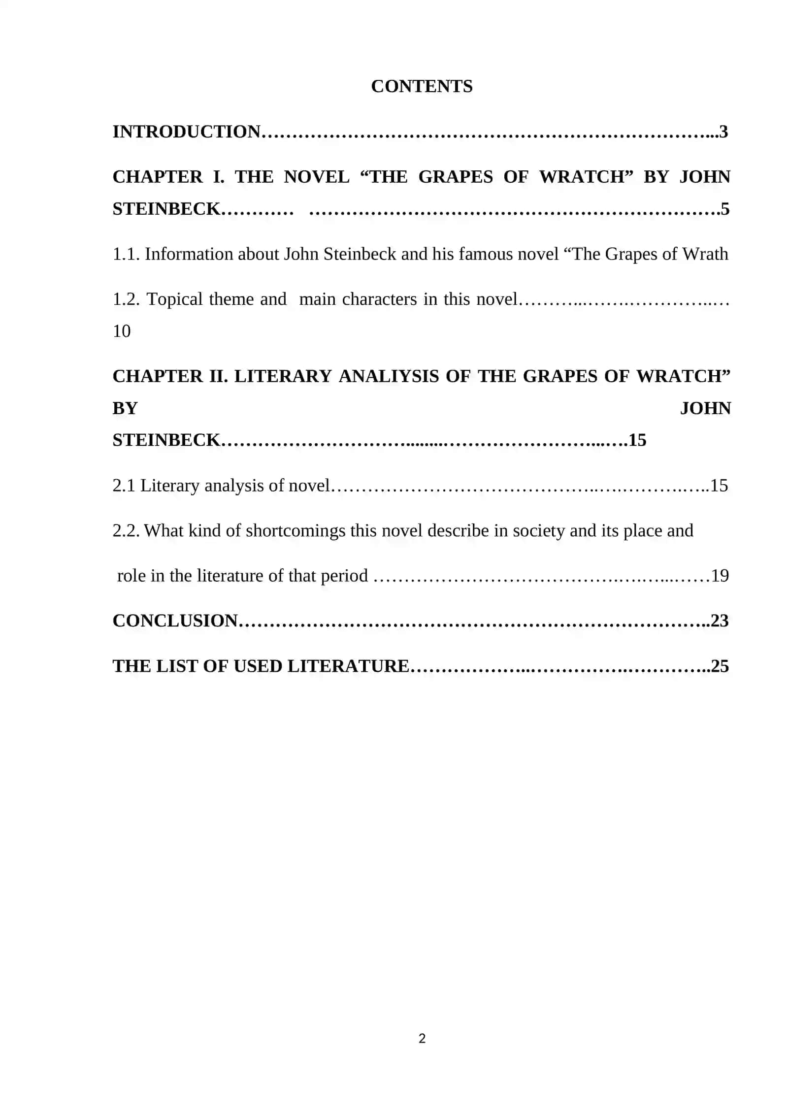 Course paper on "Description of social life in the Grapes of Wrath by John Steinbeck" 2