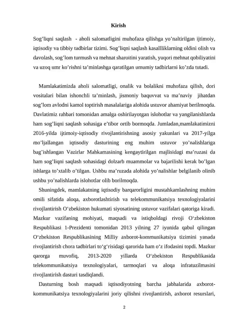 O‘zbekiston sog‘liqni saqlash tizimi 2