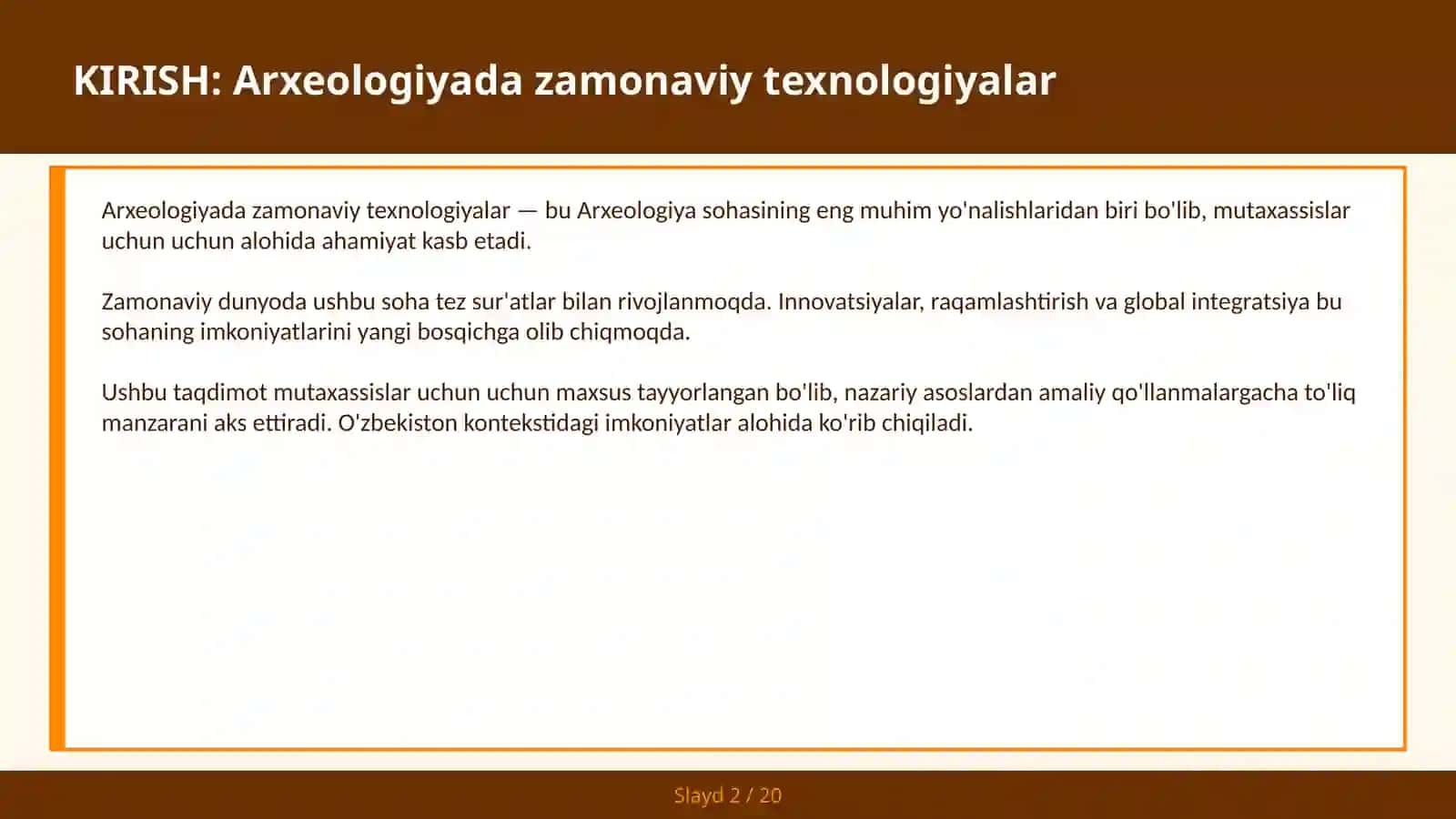 ARXEOLOGIYADA ZAMONAVIY TEXNOLOGIYALAR 2