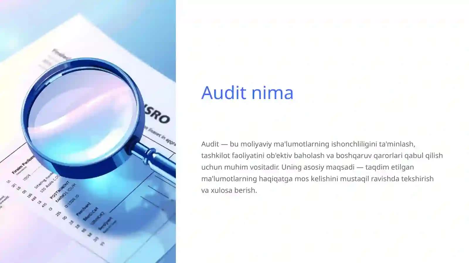 Auditning xalqaro standartlari fanidan ORALIQ NAZORAT ISHI 2