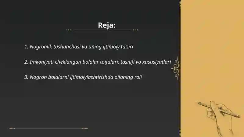 Nogronlik tushunchasi imkoniyati cheklangan bolalar toifalarini jamiyatga qoʻshish 2