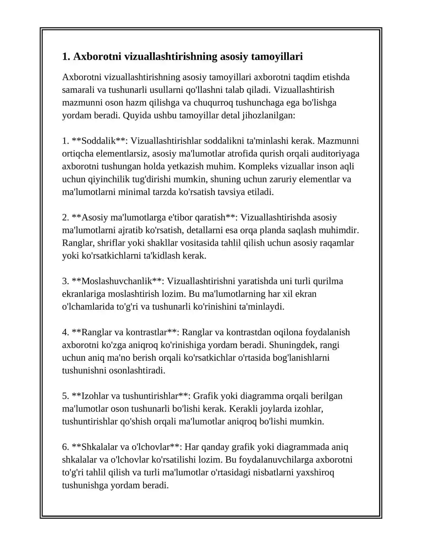 Axborotni VIZUALLASHTIRISH USULLARI 2