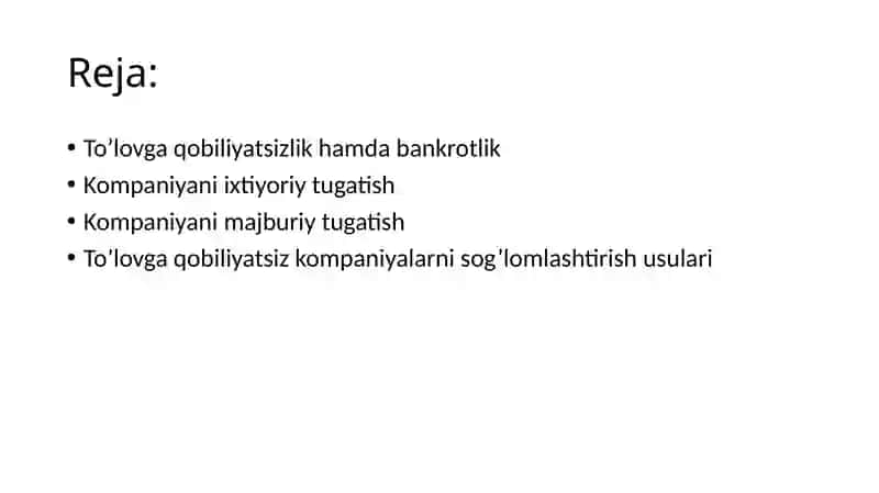 To’lovga qobiliyatsizlik va sanatsiya(sog’lomlashtirish) 2