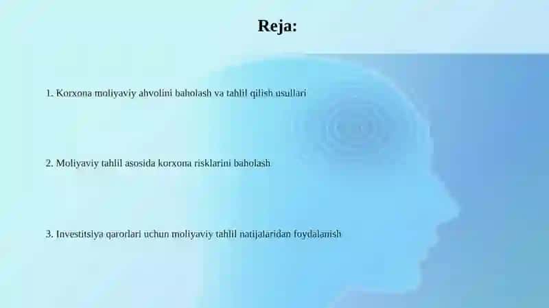 Korxona moliyaviy holatini baholash usullari 2
