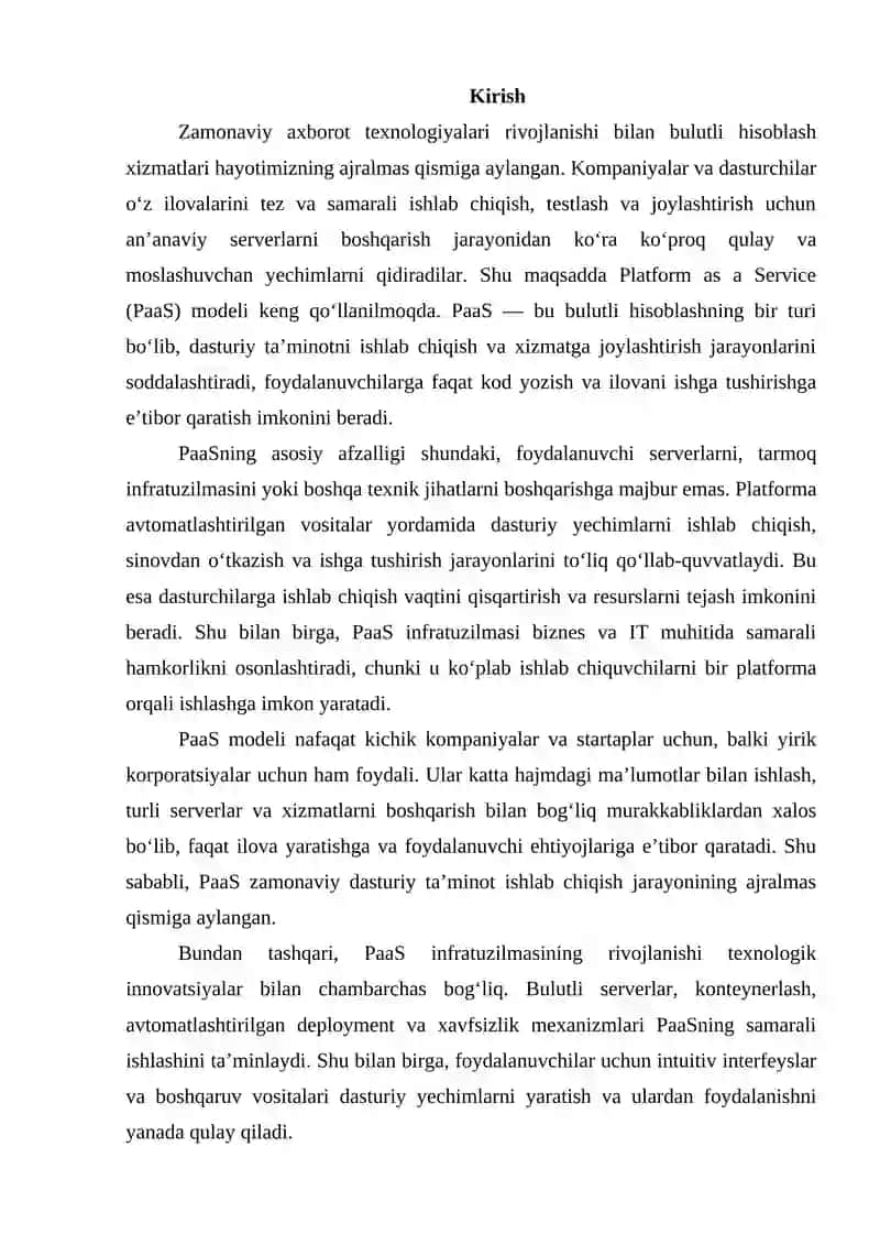 PaaS infratuzilmasini yaratish va foydalanish 2