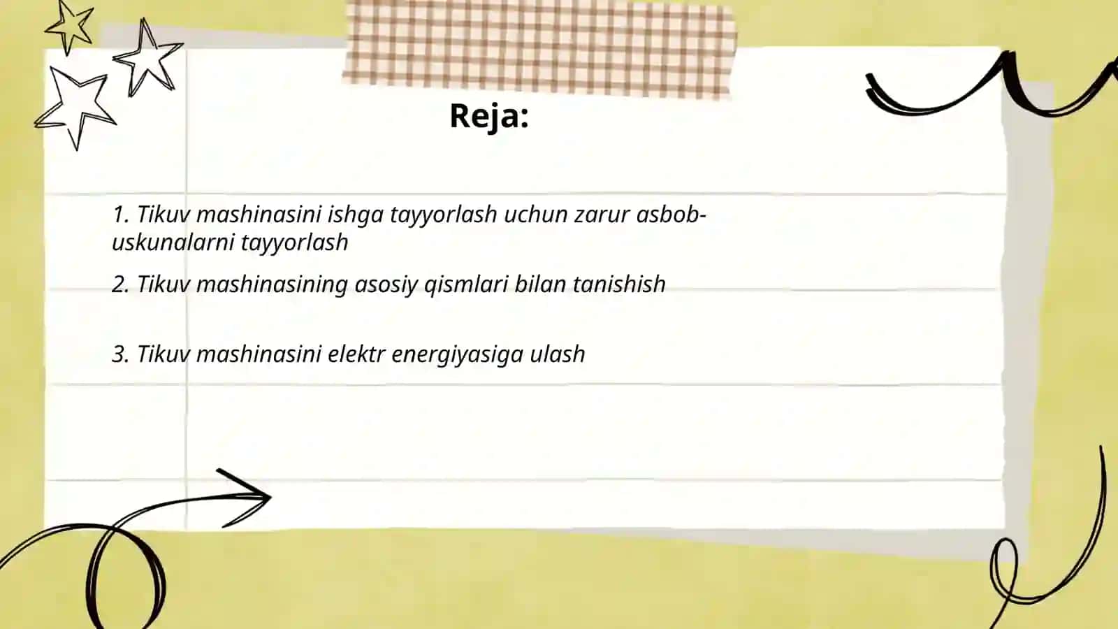 Tikuv mashinasini ishga tayyorlash 2