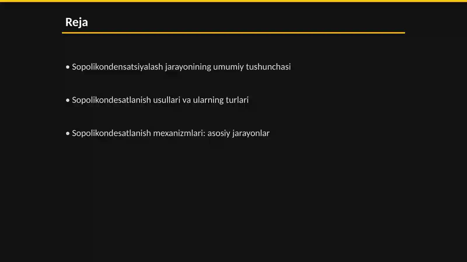 Sopolikondesatlanish reaktsiyalari: usullari, mexanizmlari va sopolikondensatlanishda katalizatorlarning roli 2