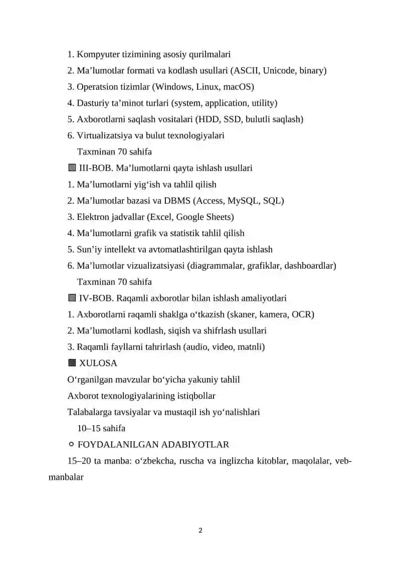 Raqamli axborotlarni qayta ishlash ustasi 2