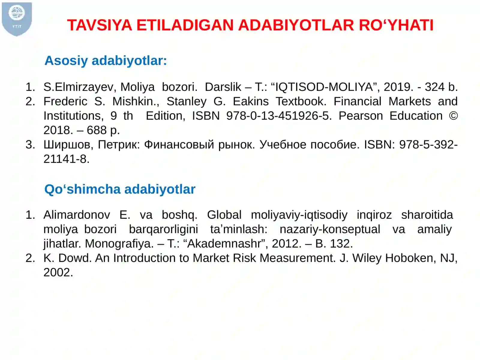 MOLIYABOZORINING NAZARIY ASOSLARI 2