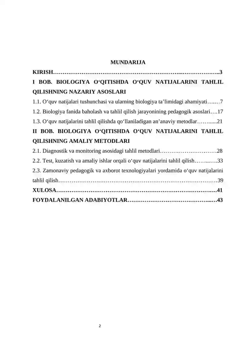 BIOLOGIYA O‘QITISHDA O‘QUV NATIJALARINI TAHLIL QILISH METODLARI 2