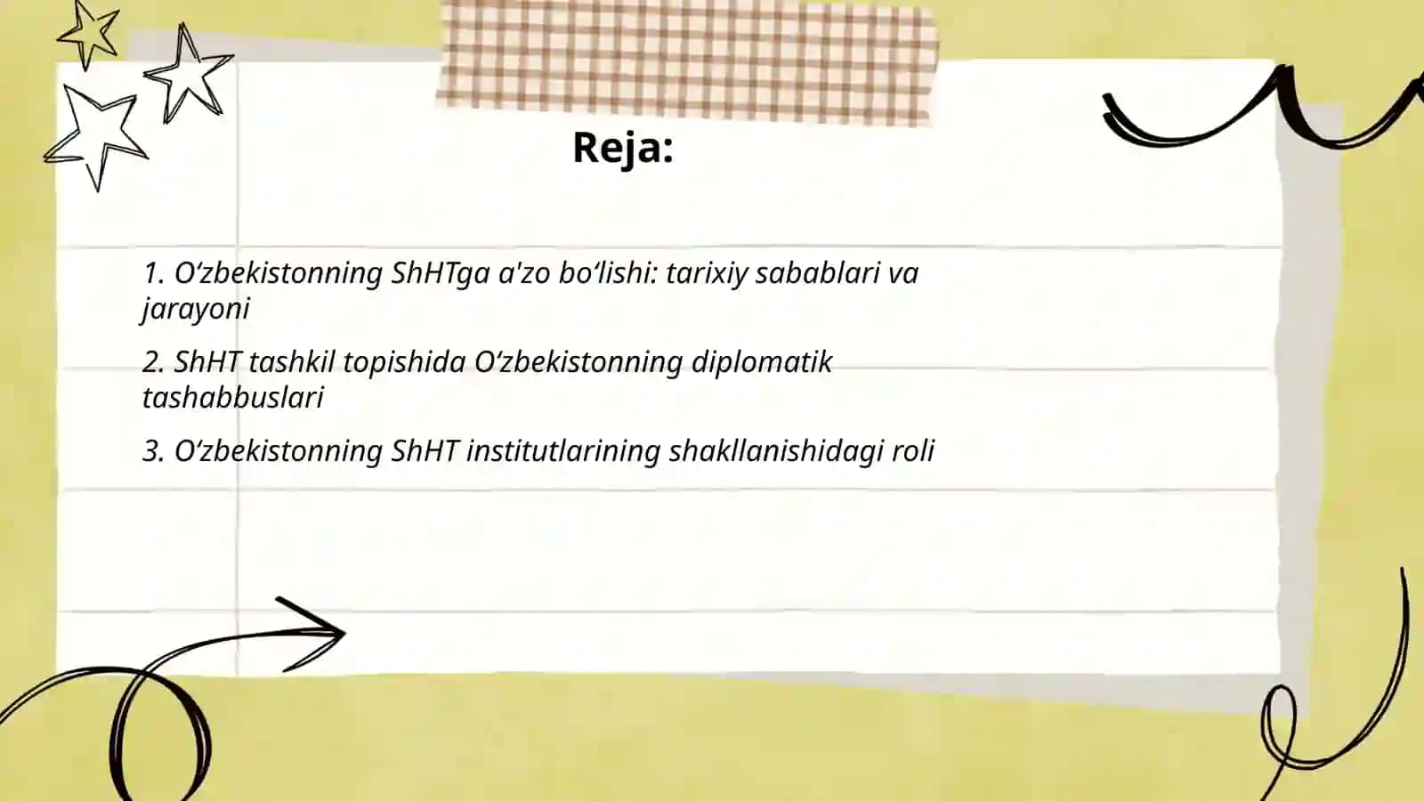 ShHT tashkil topishi va institutsional rivojlanishida O‘zbekistonning o'rni 2