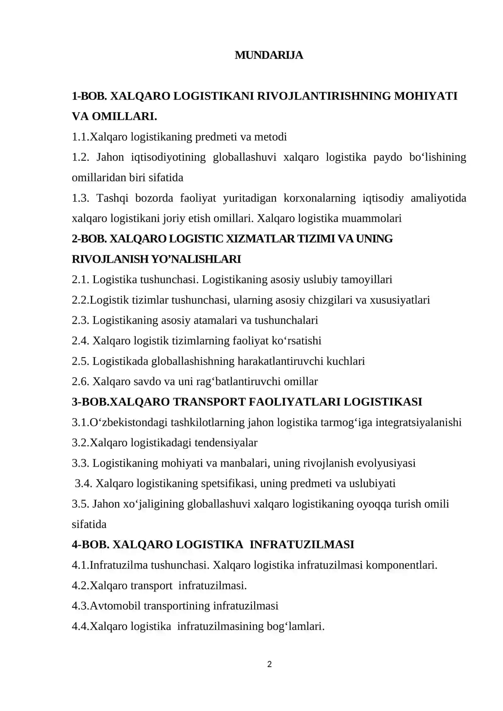 Xalqaro logistik xizmatlar tizimi 2