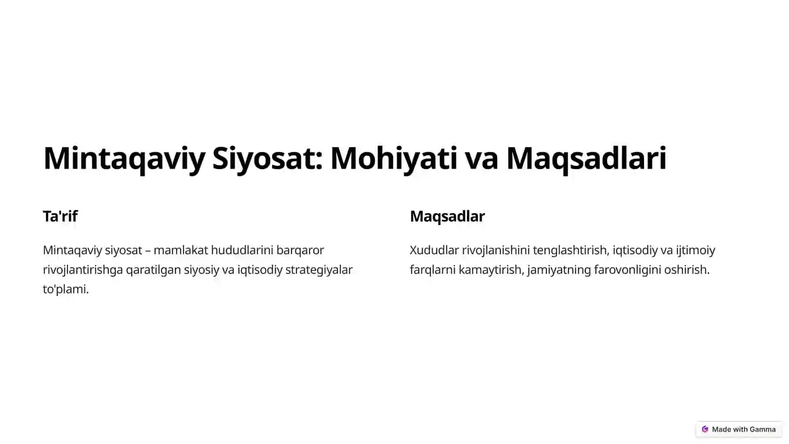 Mintaqaviy Siyosat: Barqaror Rivojlanish Yo'lida 2