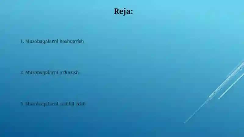 Yengil atletika sport turidan musobaqalar tashkil qilish va o‘tkazish 2