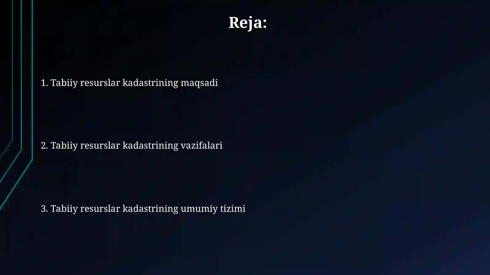 Tabiiy resurslar kadastrininig maqsadi,vazifasi va umumiy tizimi 2