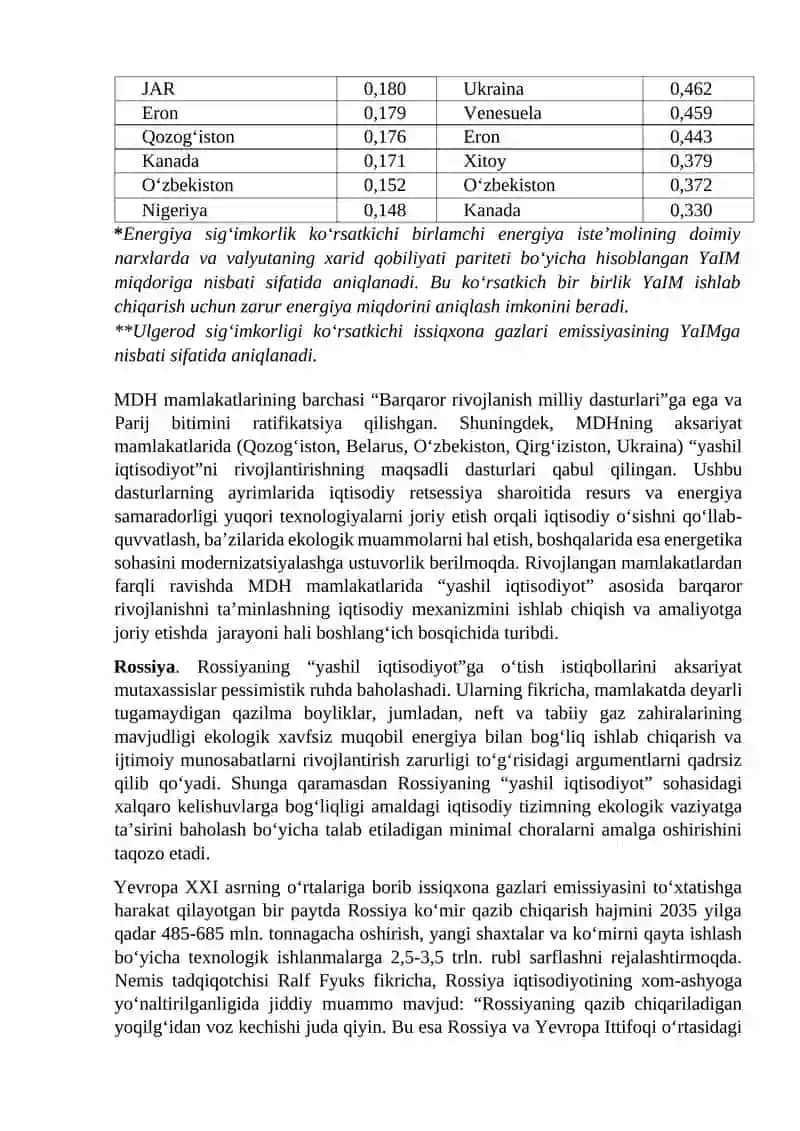 Yashil iqtisodiyotni rivojlantirish strategiyasi 2
