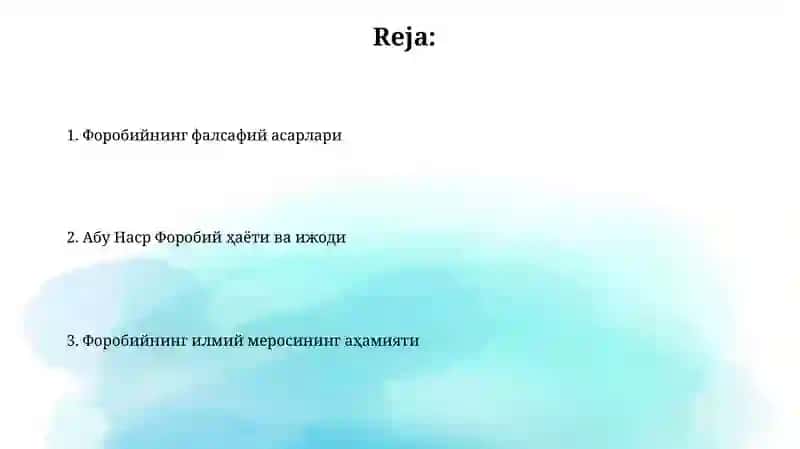 Farobiyning "Mantiq va metafizika" asari 2