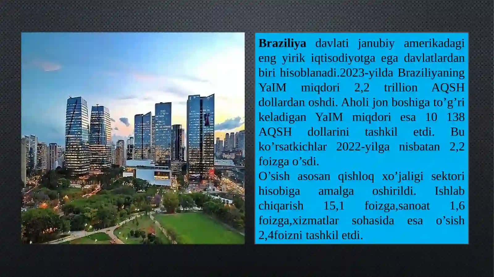 Braziliyada YaIM ko’rsatkichlari 2