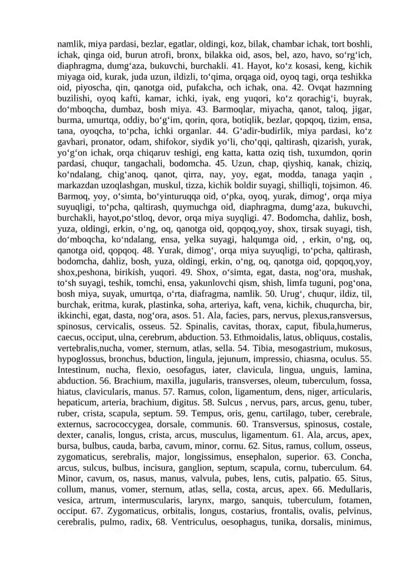 Tana, barg, tog‘ay, qism, vrach, teshik, sistola, qovurg‘alar, tirnoq, qon 2