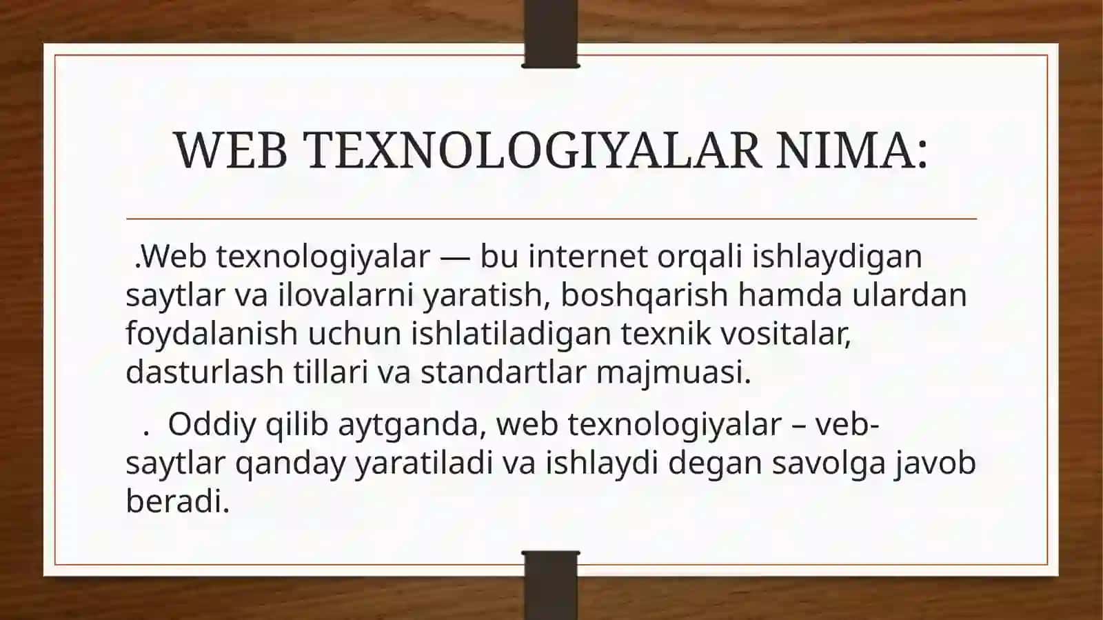 WEB TEXNOLOGIYALAR 2