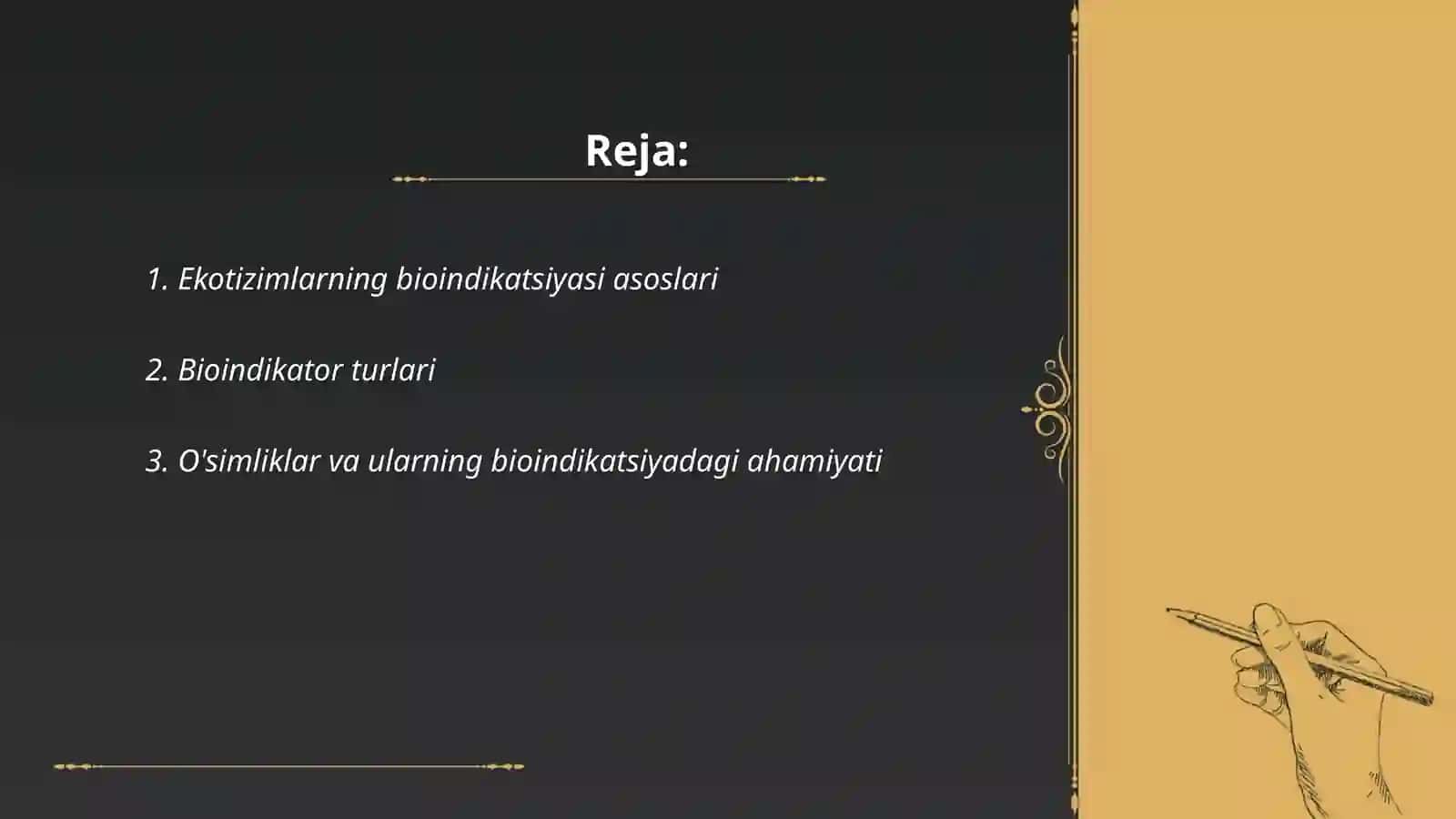 Ekotizmlar holatining bioindikatsiya usullari 2