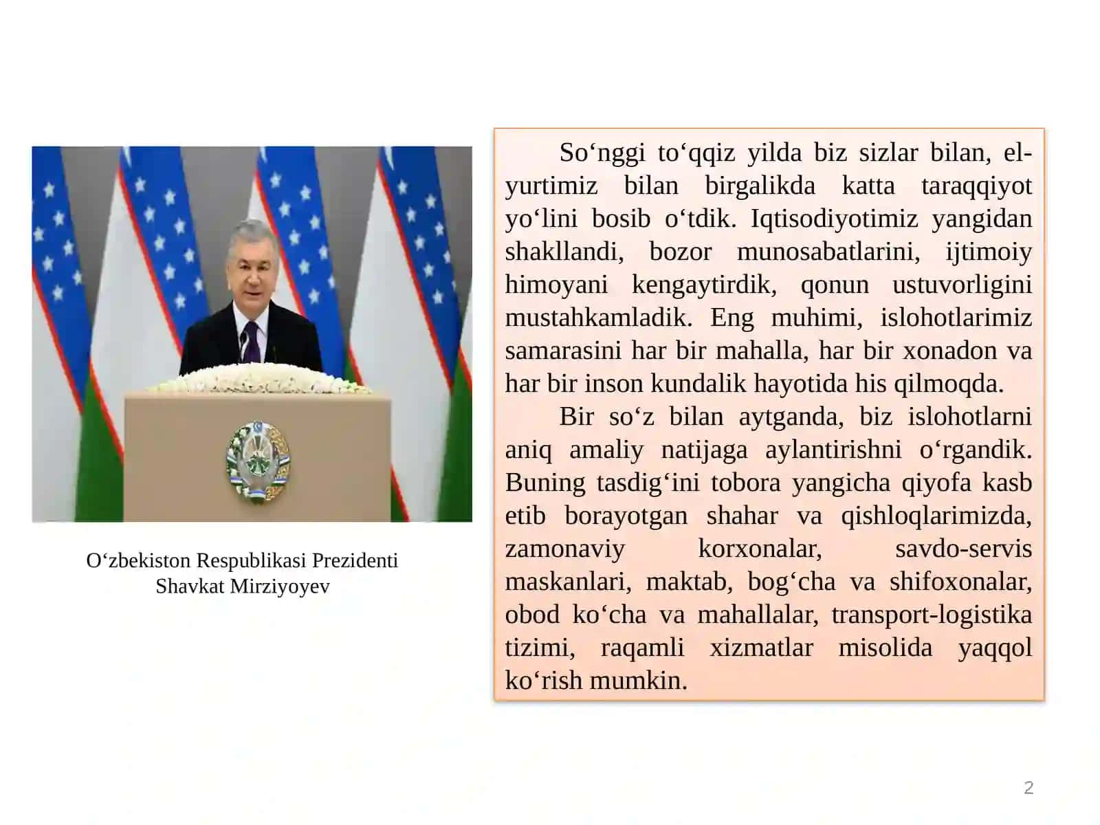 Iqtisodiyotimiz yangidan shakllandi 2