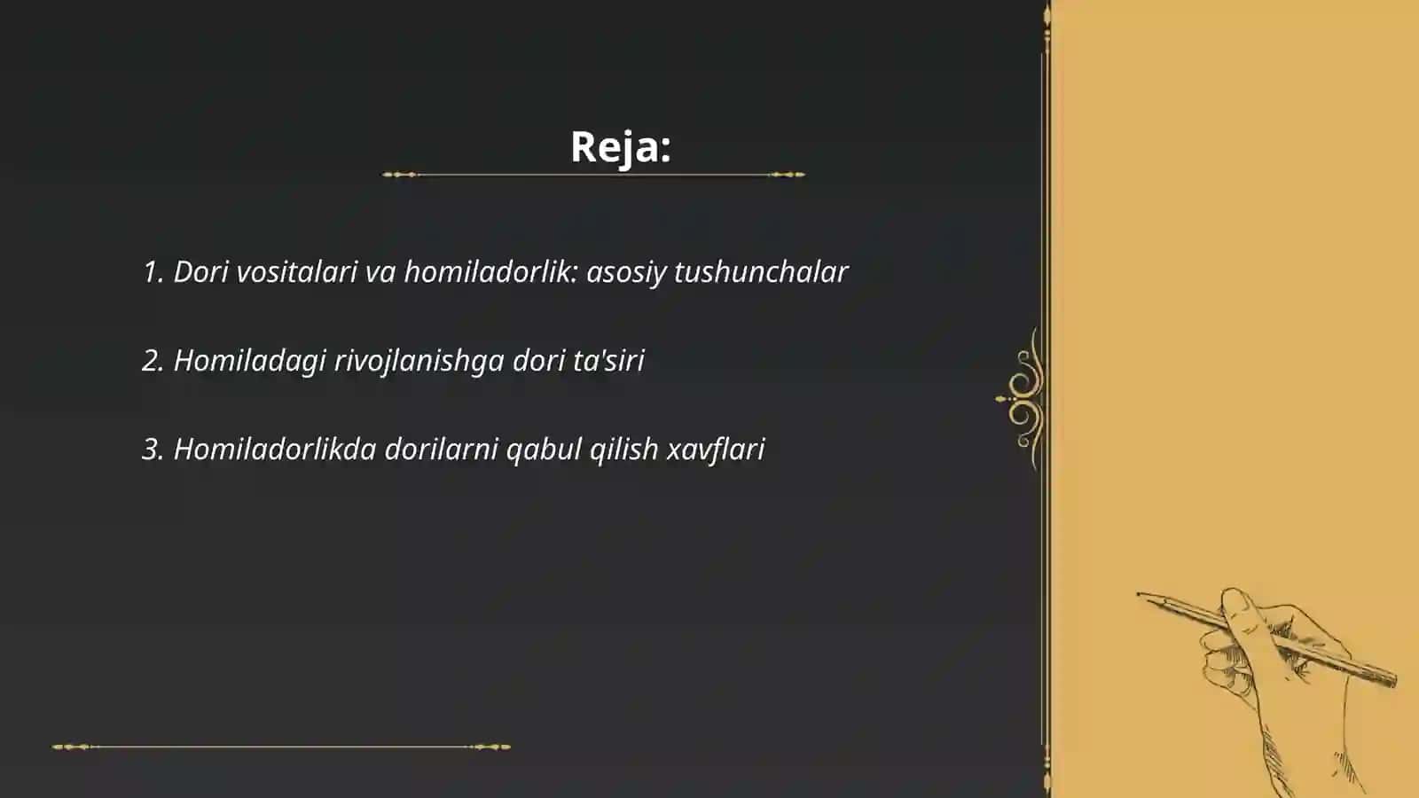 Dori vositalarining homilaga ta'siri 2