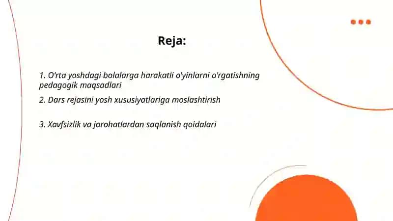 O'rta yoshdagi bolalarga beriladigan harakatli o'yinlarni o'rgatish 2